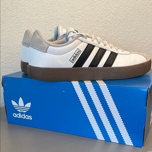 Adidas White and Black Sneakers with Brown Sole